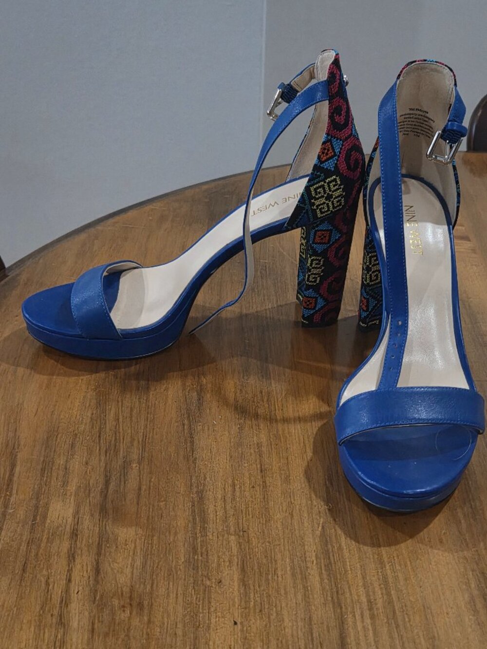 Nine West Blue Sandals with Cross-Stitch Heel Details